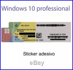 10 X Microsoft Windows 10 Pro/ Professional 32/64 BIT Sticker Coa