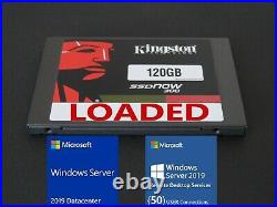 120GB SSD LOADED Genuine Windows Server 2019 Datacenter with RDS 50 USER License