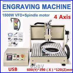 1.5KW CNC 6040 Router 4 Axis Engraver Metal Wood 3D Engraving Milling Machine+RC