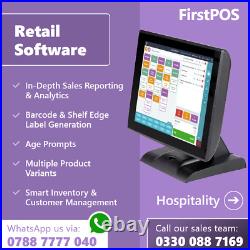 FirstPOS 15in Touch Screen EPOS POS Cash Register Till System Book Retail Shop