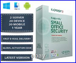 Latest Kaspersky Small Office Security 2 Server 20 DEVICE + 20 MOBILE + 1 YEAR