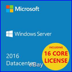 MSFT HP Window Server 2016 Datacenter Edition x64 64 bit 16 cores 2 CPU