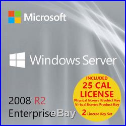 MSFT Server Window 2008 R2 Enterprise 25 CAL Edition 64 bit x64 1-8CPU