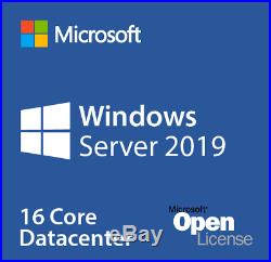 MSFT Window Server 2019 Datacenter Edition x64 64 bit 16 cores 2 CPU