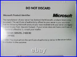 Microsoft HP ROK Windows Server 2008 R2 Enterprise DVD 1-8 CPU 10 CAL (NEW)