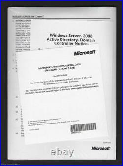 Microsoft HP ROK Windows Server 2008 Standard R2 Edition Inc 5 CAL 1-4 CPU NEW