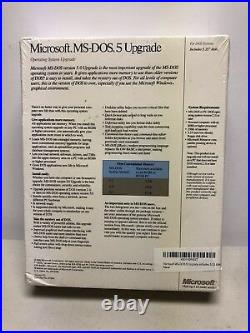 Microsoft MS-DOS 5 Upgrade PC 3.5 Floppy Factory Sealed