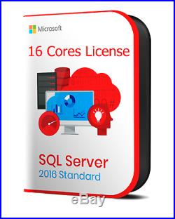 Microsoft SQL Server 2016 Standard (16 CORES) Genuine Retail License Key
