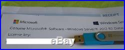 Microsoft WINDOWS SERVER 2012r2 DATACENTER with 5 USER CAL's & ORIGINAL USB DRIVE