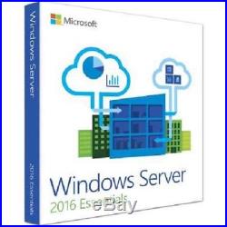 Microsoft Window Server 2016 Essentials x64 64 bit 1 SERVER w. CERTIFICATE