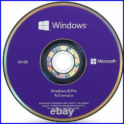 Microsoft Windows10Pro64Bit (Lizenz + Medien) (1) Vollversion für Win 10 pro