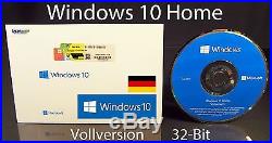 Microsoft Windows 10 Home Vollversion SB 32-Bit mit Hologramm-DVD DE OVP NEU
