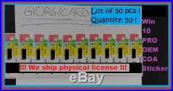 Microsoft Windows 10 PROFESSIONAL COA OEM Sticker key license 50x-WIN 10 Pro