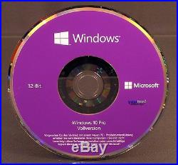 Microsoft Windows 10 Pro Vollversion SB 32-Bit mit Hologramm-DVD DE OVP NEU