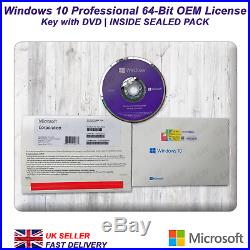 Microsoft Windows 10 Professional 64-Bit License with DVD SEALED PACK