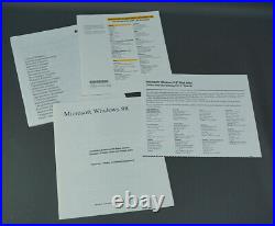 Microsoft Windows 98 New Version Operating System Win 98 CD Prodcut Key Manual