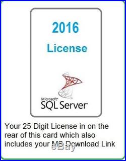 Microsoft Windows SQL Server STANDARD 2016 64BIT 16 CORES w30 CALs RETAIL CARD