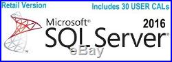Microsoft Windows SQL Server STANDARD 2016 64BIT Retail CARD 16 CORES + 30 CALs
