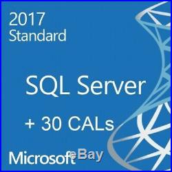 Microsoft Windows SQL Server STANDARD 2017 64BIT 16 CORES w 30 CALs RETAIL CARD
