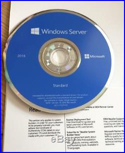 Microsoft Windows Server 2016 (16 Core) Standard Label Sticker Coa + Box DVD