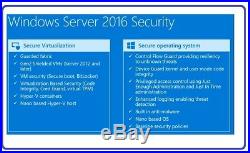 Microsoft Windows Server 2016 Standard 2x CPU 16 CORES 64BIT DVD & COA + 50 CALS
