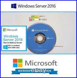 Microsoft Windows Server 2016 Standard 64Bit DVD & COA + 50 RDS USER CALS