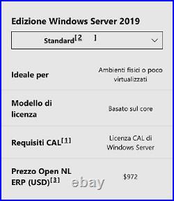 Microsoft Windows Server 2019 Standard 64bit (16 Core) Originale con Dvd e Stick
