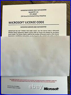 Microsoft Windows Server 2022 Datacenter license 24 cores P71-09407
