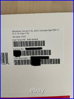 Microsoft Windows Server 2022 German 1pk DSP O EI 5 Clt User CAL (R18-06468)