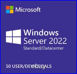 Microsoft Windows Server 2022 Standard/Datacenter + 50 RDS User/Device CALs