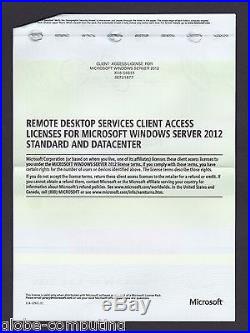 Microsoft Windows Server Remote Desktop Services 2012 RDS 25 USER CAL License