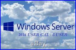 Neu Microsoft Windows Server 2016 5 User CAL