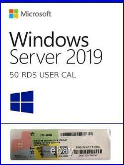 New Windows Server 2019 Datacenter 64BIT 2CPU 16C VMs USB / COA + 50 RDS CALs