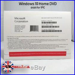 Original Genuine Windows 10 Home DVD With Product Licence Key 64bit