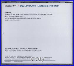SQL Server 2019 Standard 8 Core, Unlimited CALs. Authentic Microsoft License