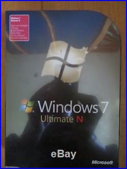 Sealed Windows 7 Ultimate N DVD Retail Box Complete Dutch version GLC-00060 NEW