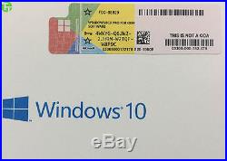 Sealed box Microsoft Windows 10 Pro 64 Bit DVD product key coa