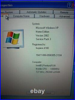 VINTAGE Dell Inspiron 4100 P3 1G 14.1 laptop computer XP SP3 Operating system