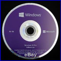 Windows 10 Pro 64Bit DVD Key Vollversion Professional Original Microsoft Neuware