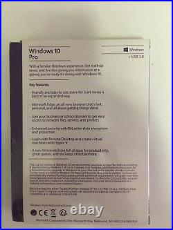 Windows 10 Pro New Sealed Retail box USB English International 32/64 FQC-08789