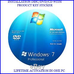Windows 7 Professional 64-Bit Installation & Format HDD DVD Product key