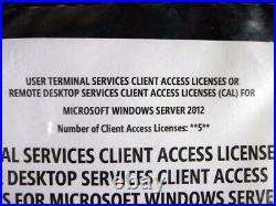 Windows Server 2012 RDS Terminal Services 5 CAL DELL Remote Desktop (USER) New
