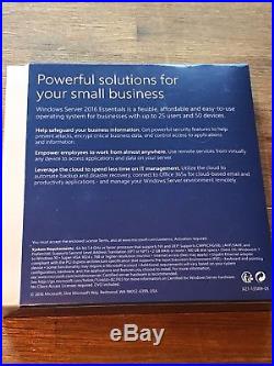 Windows Server 2016 Essentials New in Retail Box English DVD SKU G3S-00936