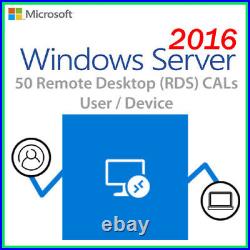 Windows Server 2016 Remote Desktop RDS Licenses 50 Users / Devices