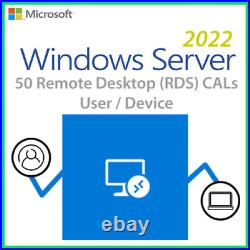 Windows Server 2022 Remote Desktop RDS Licenses 50 Users / Devices