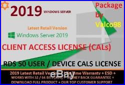 Windows server 2019 remote desktop services RDS 50 User/Device CAL`s+ESD